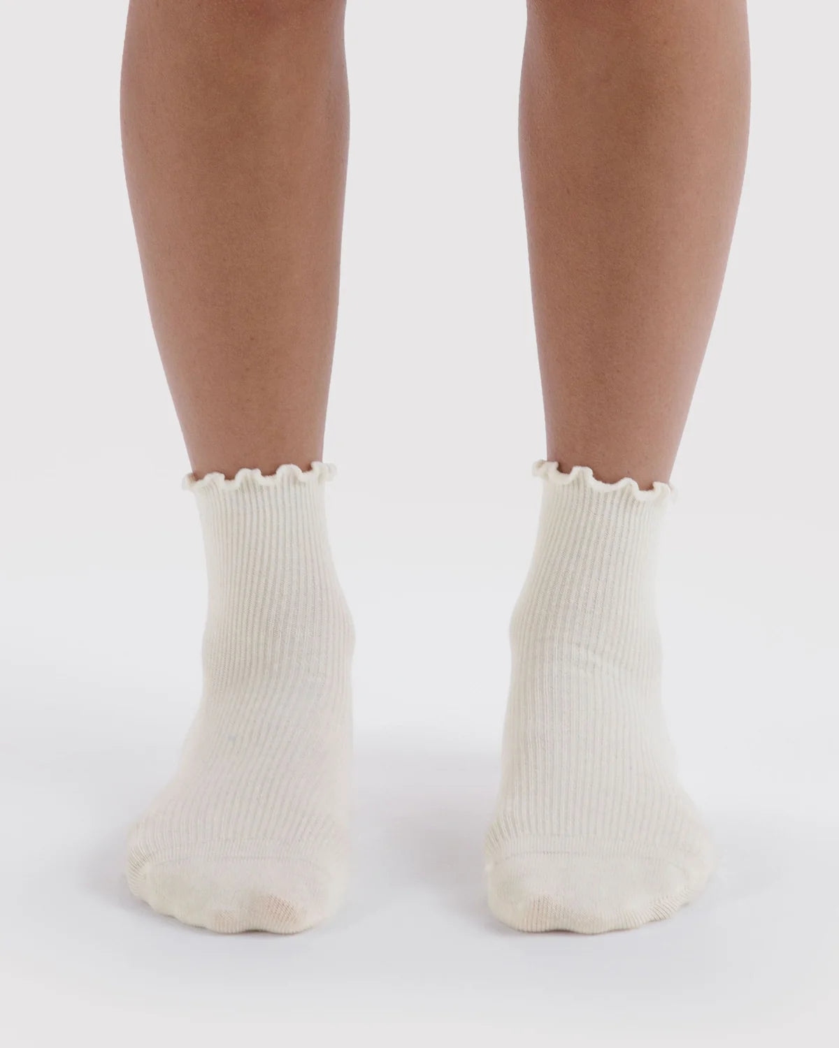 Baggu Lettuce Edge Sock | White