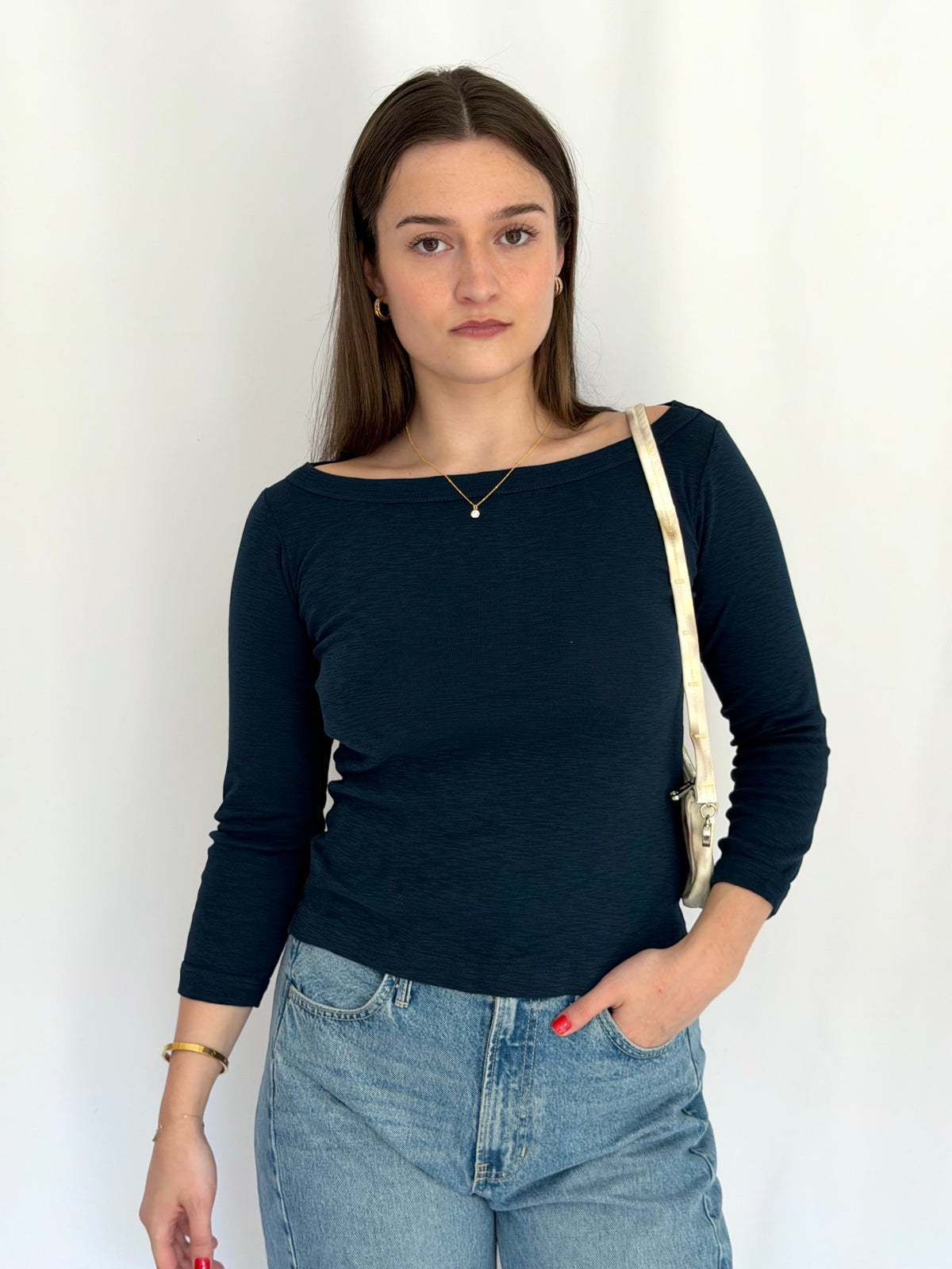 Bateau Slub Top | Navy