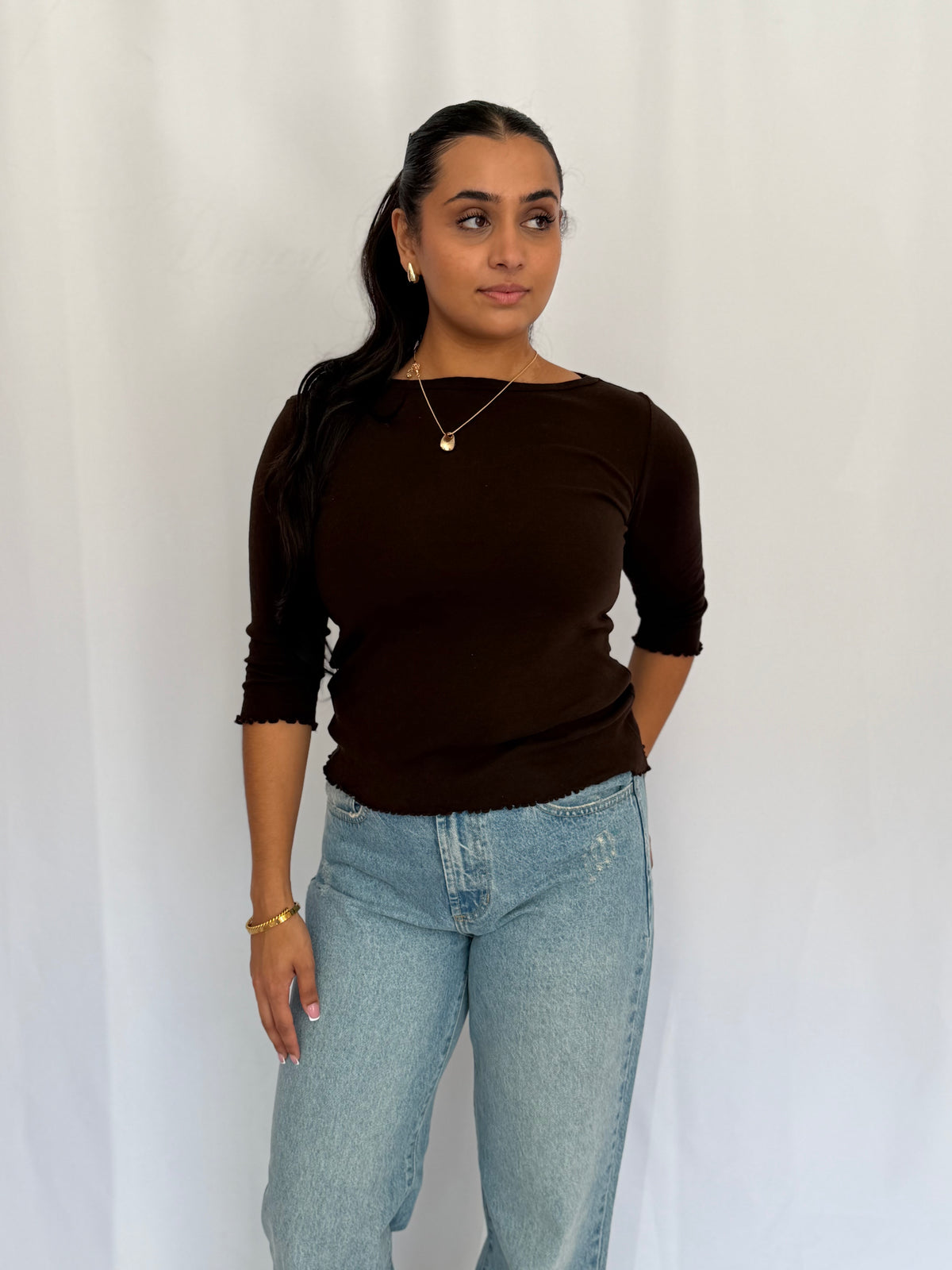 Ballet Pointelle Tee | Chocolate