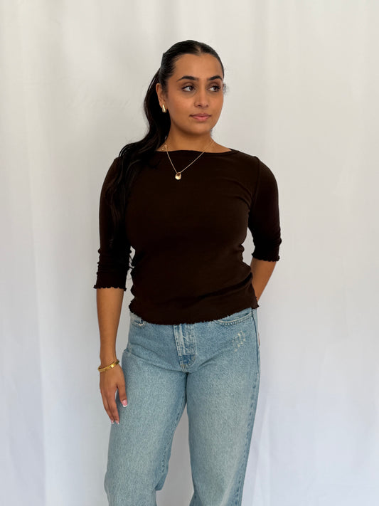 Ballet Pointelle Tee | Chocolate
