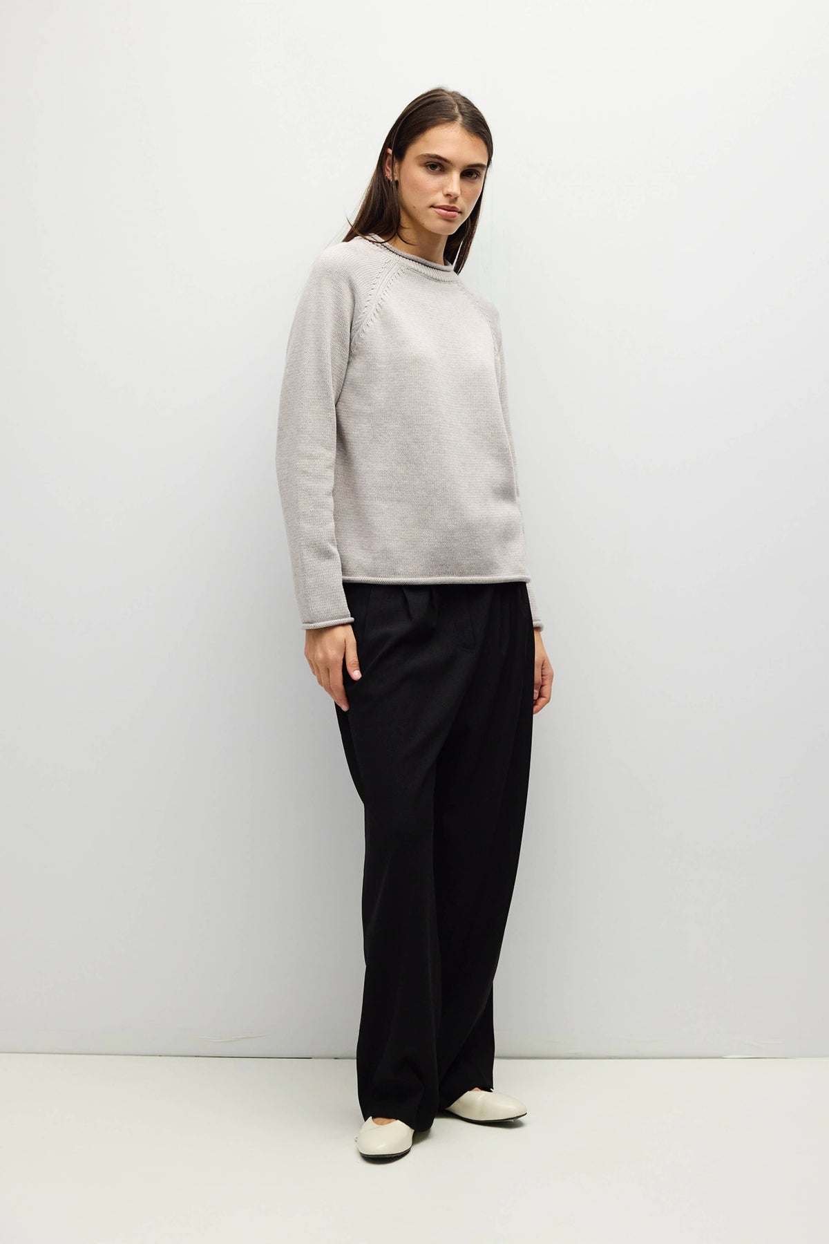 Rolled Edge Raglan Sweater | Multiple Colors