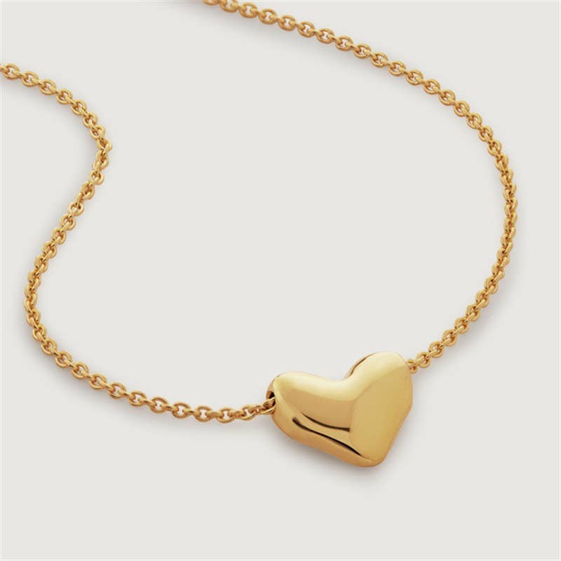 18K Stainless Steel Gold Dipped Heart Necklace