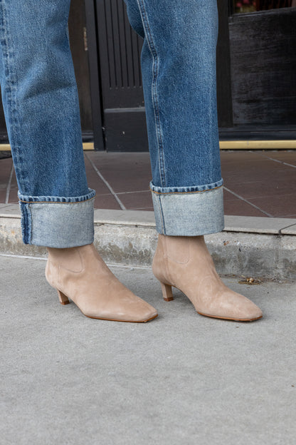 Nash Suede Beige Leather Ankle Boots