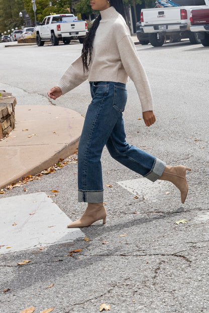 Nash Suede Beige Leather Ankle Boots