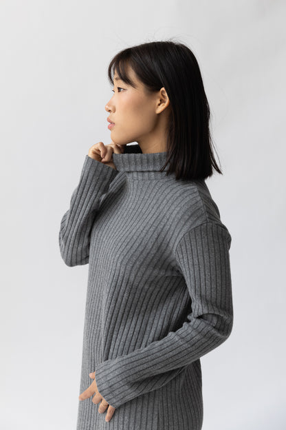 Rib turtleneck dress