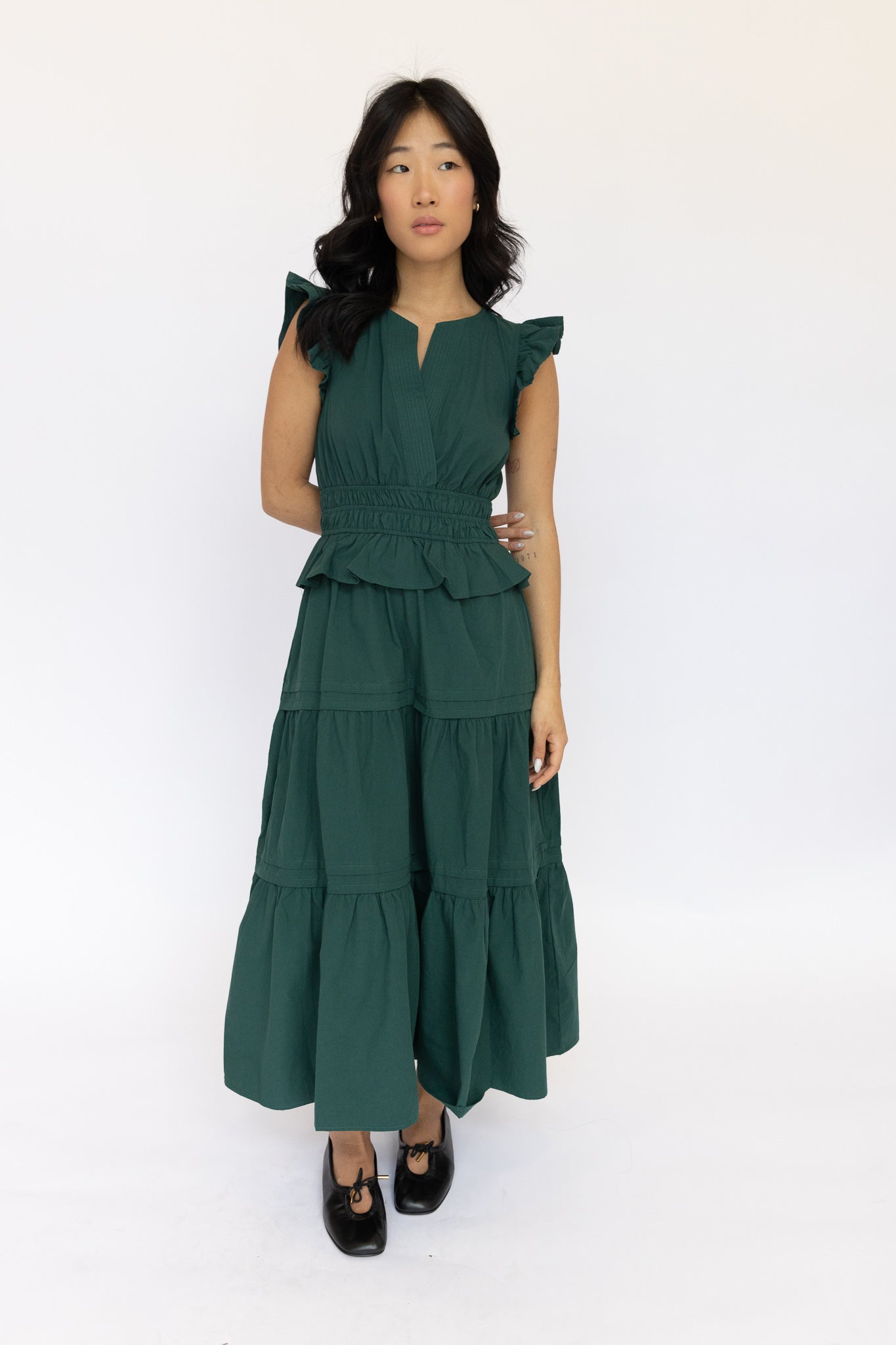 Flutter Sleeve Midi Dress