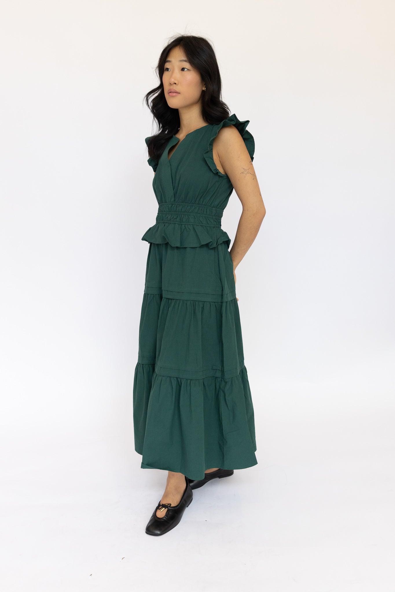 Flutter Sleeve Midi Dress