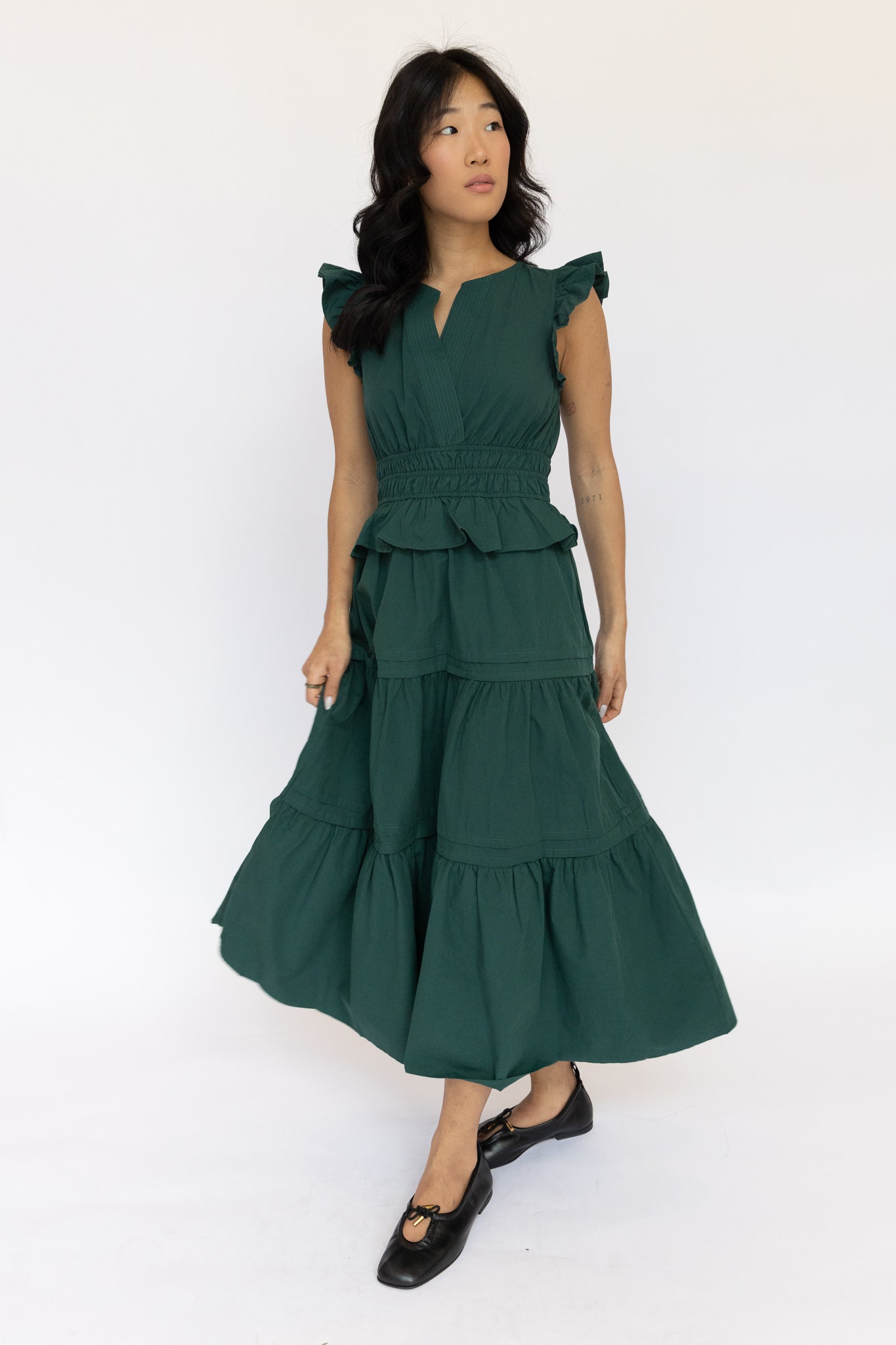 Flutter Sleeve Midi Dress