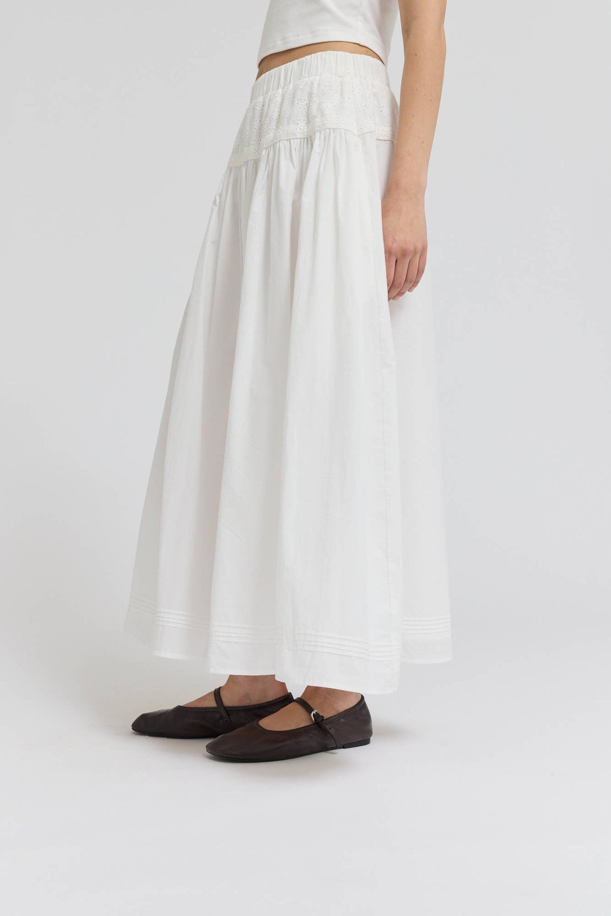 Caroline Pintuck Midi Skirt