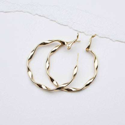 Wavy Gold Hoop Earrings