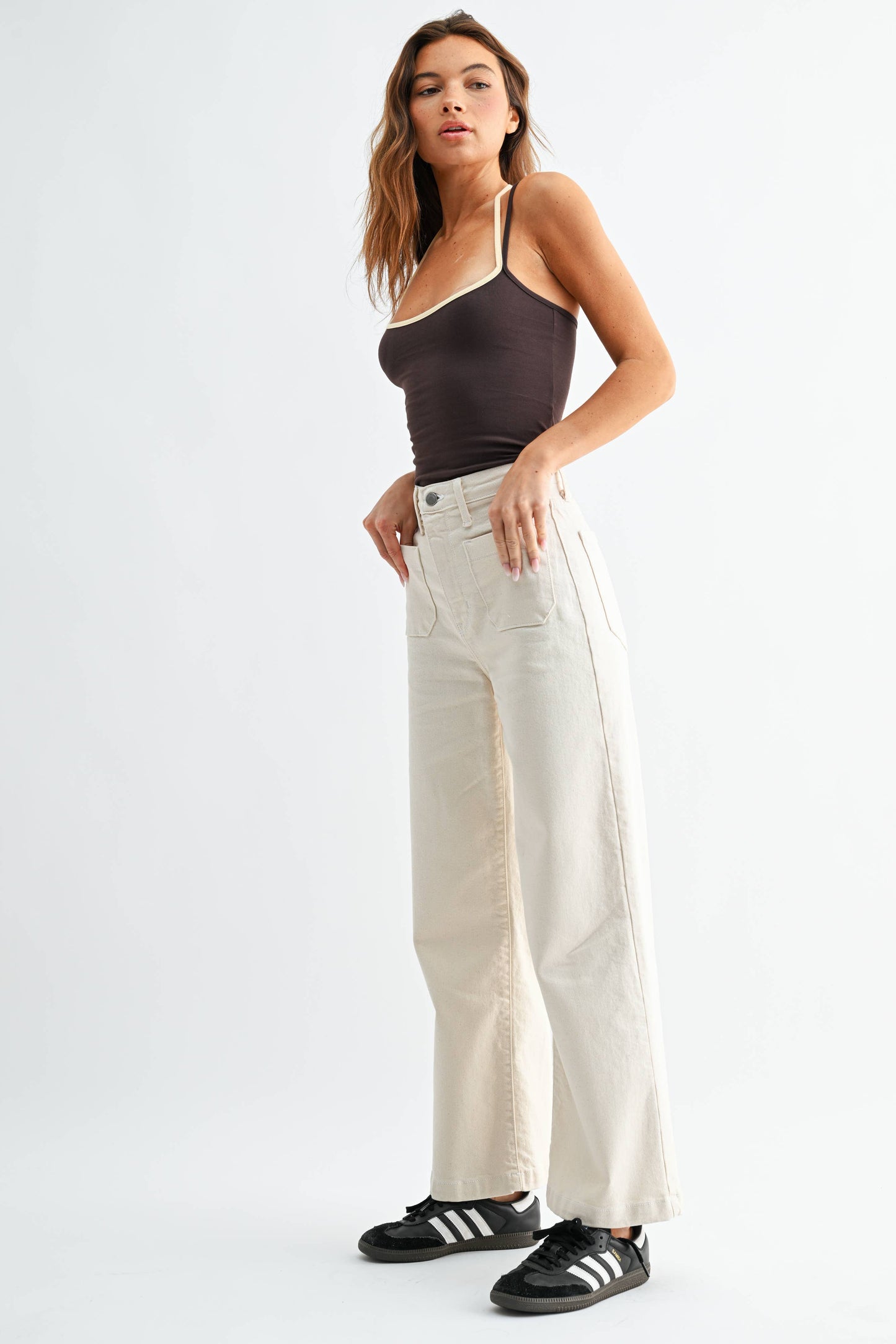 Wide Leg Sailor Jeans | Cream