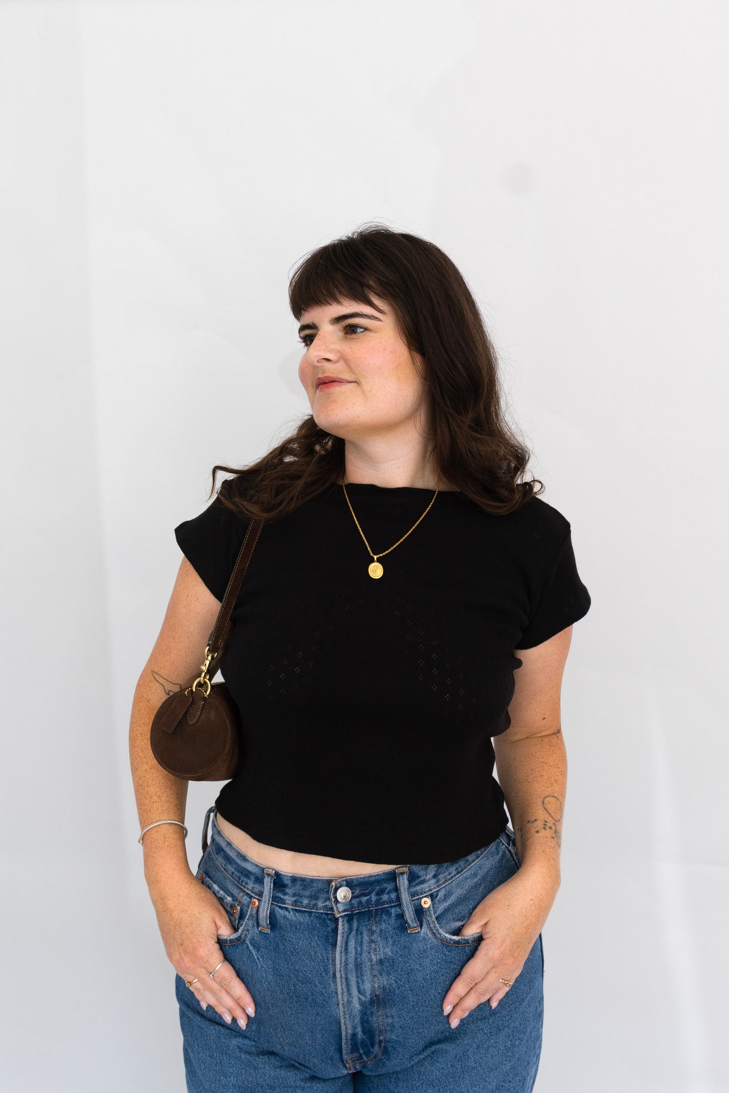 Madeline Baby Tee | Black Pointelle