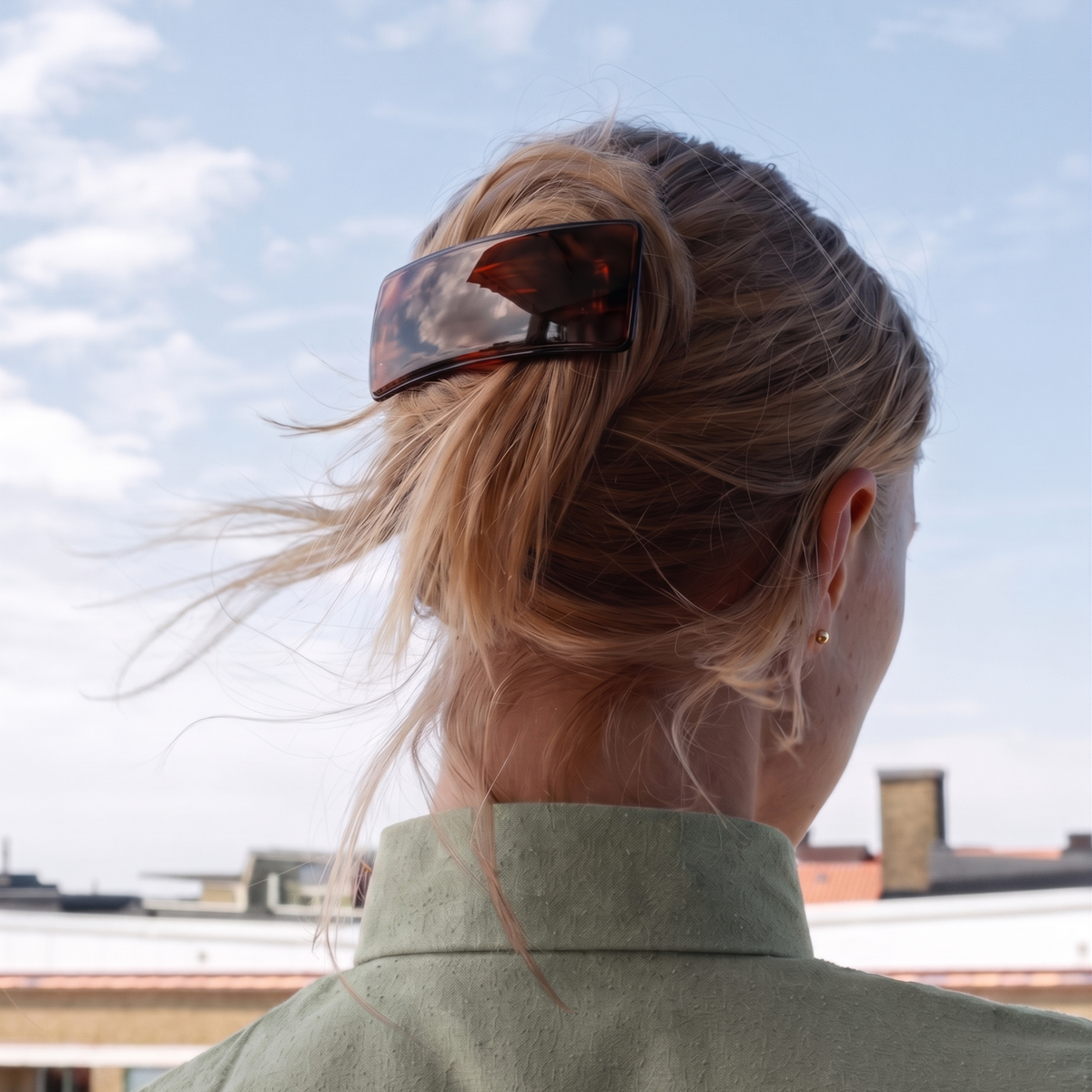Large Rectangle Tortoise Shell Hair Barrette