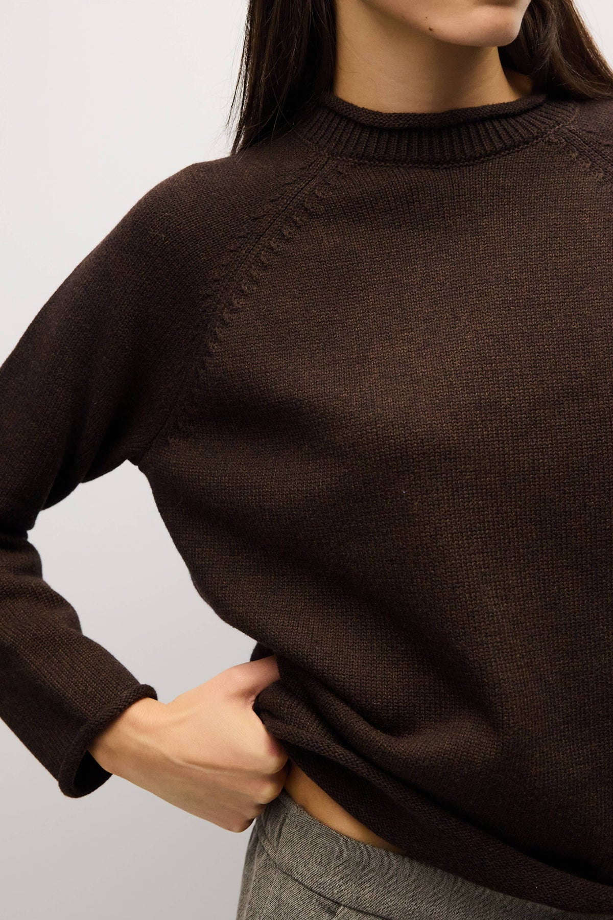 Rolled Edge Raglan Sweater | Multiple Colors