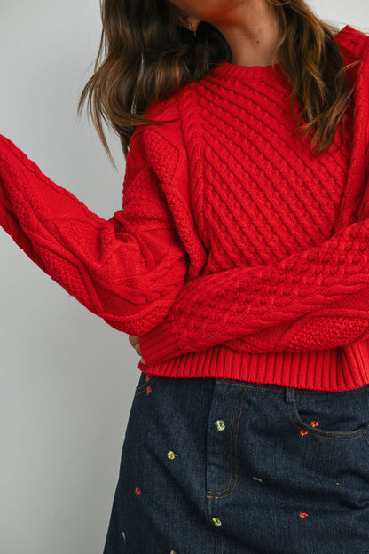 Lydia Sweater | Red, Light Blue