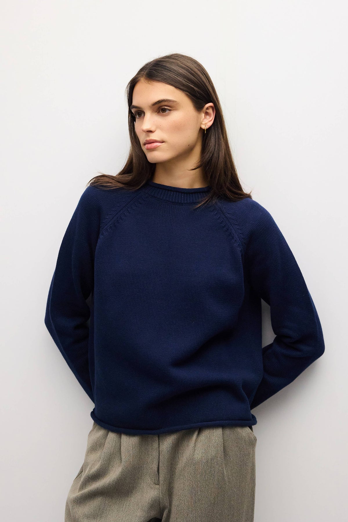 Rolled Edge Raglan Sweater | Multiple Colors