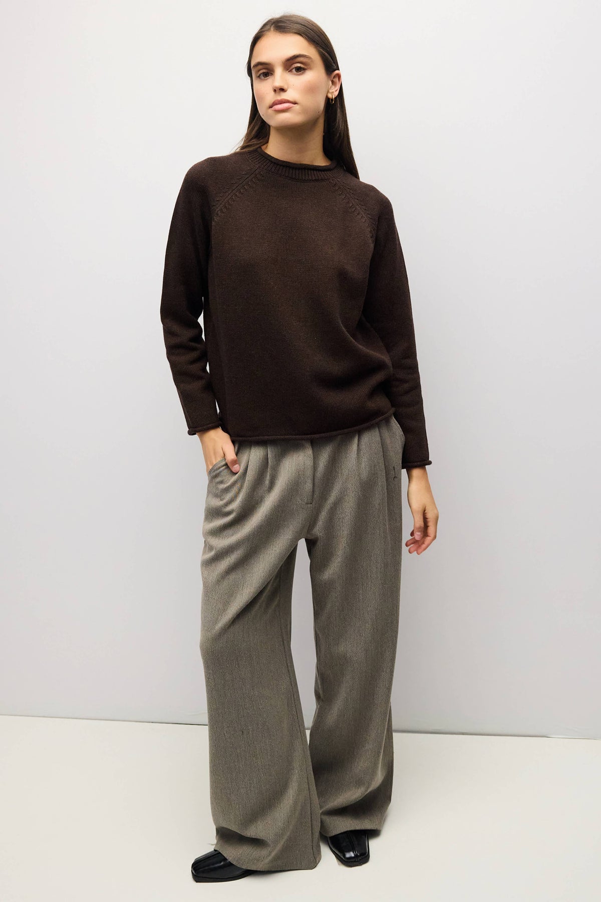 Rolled Edge Raglan Sweater | Multiple Colors
