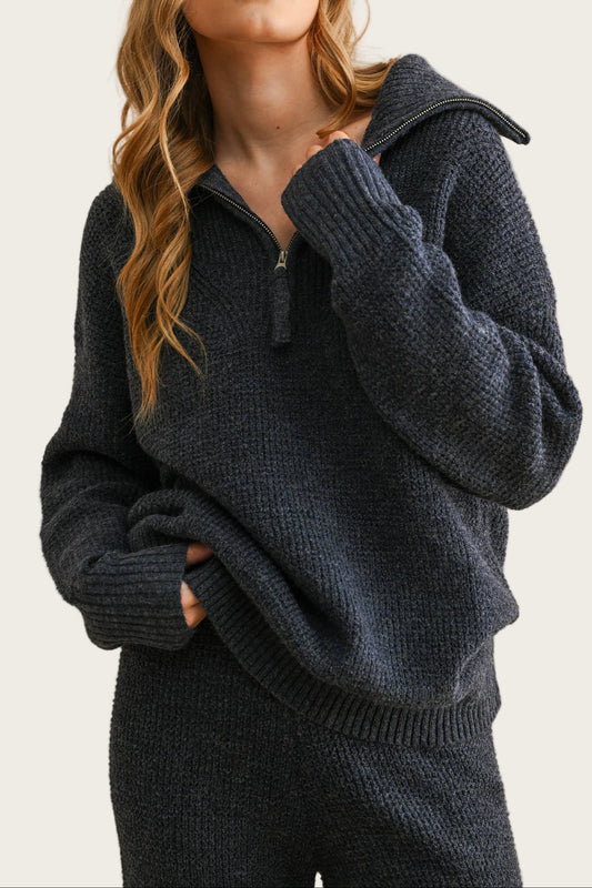 Half Zip Sweater Top
