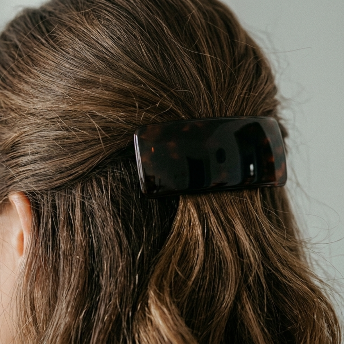 Large Rectangle Tortoise Shell Hair Barrette