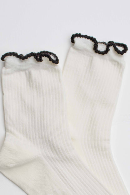 Ruffle Edge Cotton Blend Socks