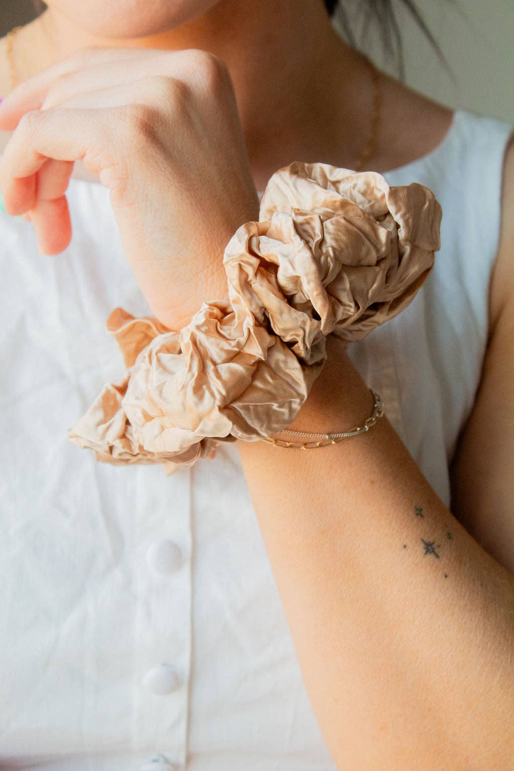 Silky Champagne Jumbo Scrunchie