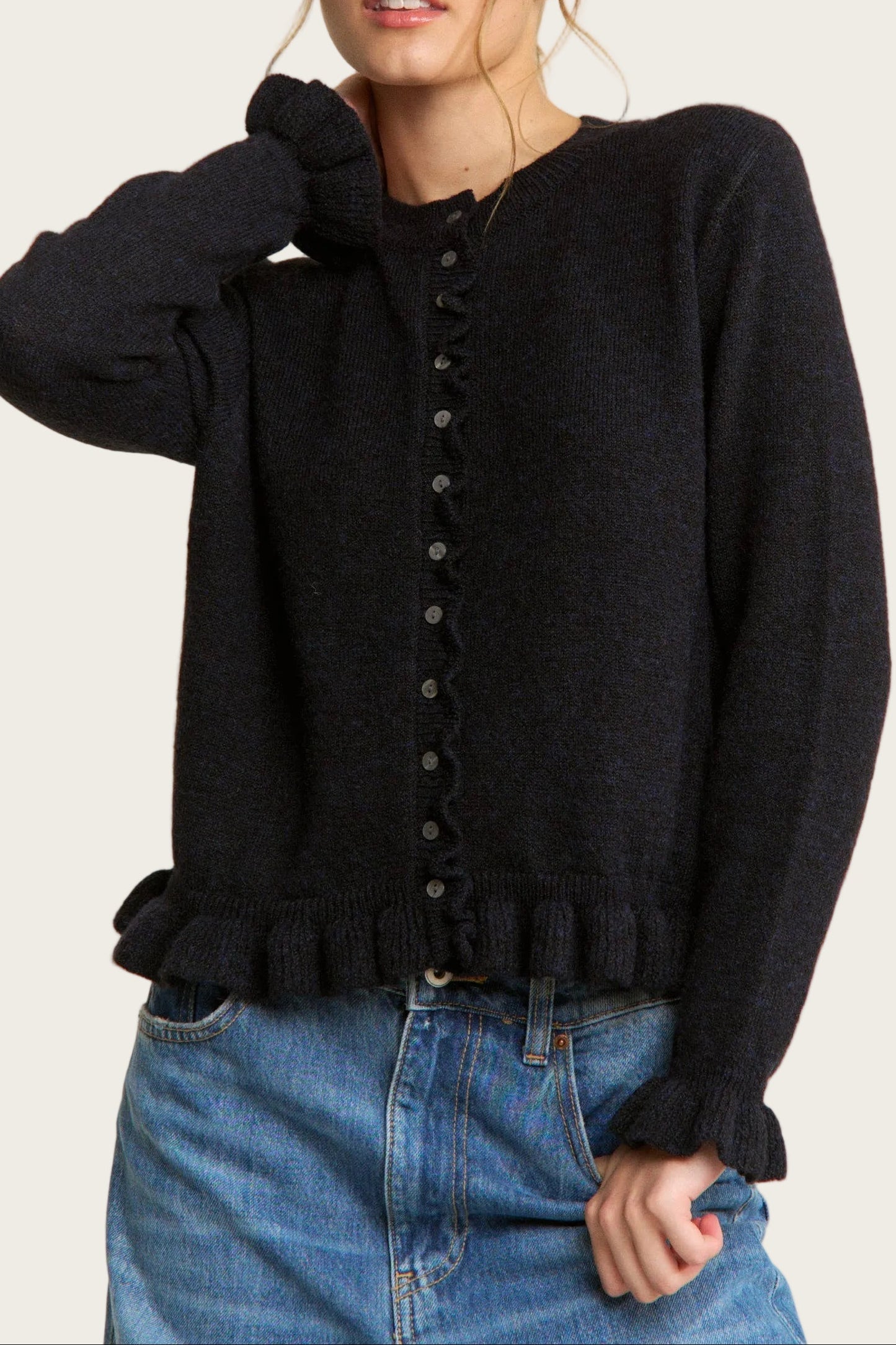 Ruffle Trim Cardigan