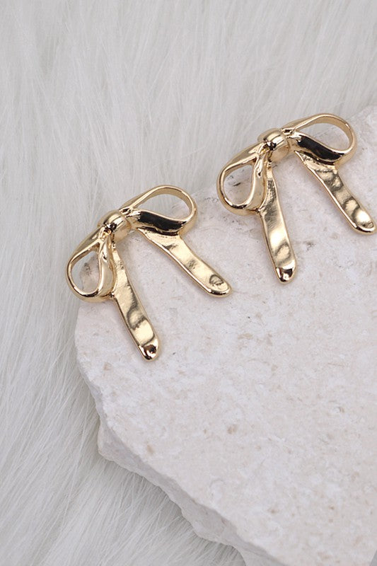 Bow Stud Earrings | Silver + Gold