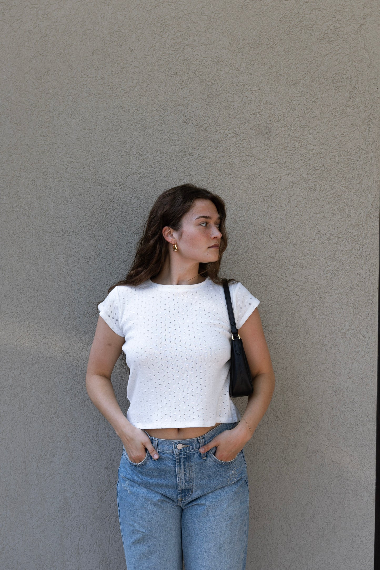 Madeline Baby Tee | White Pointelle