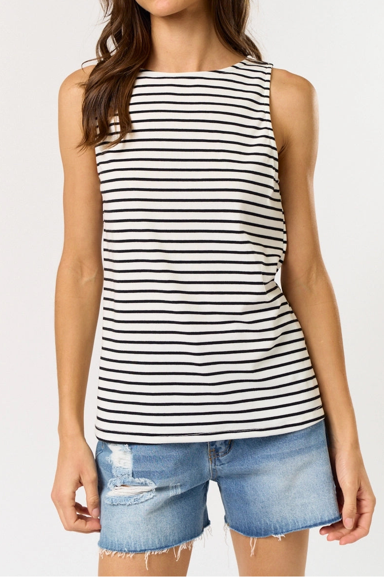 Stripe Boat Neck Tank