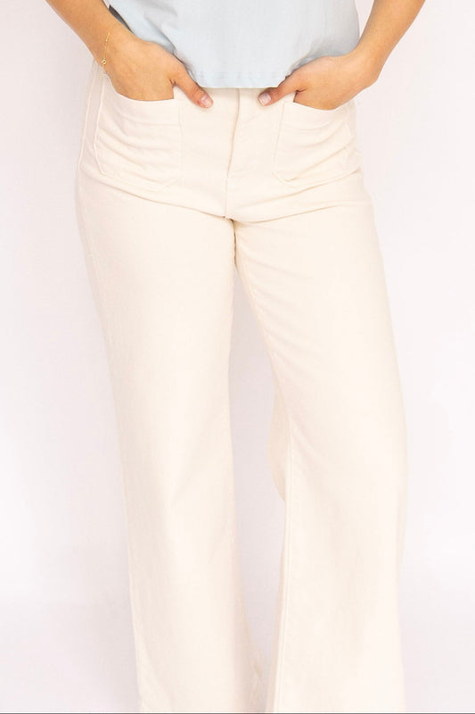 Wide Leg Sailor Jeans | Cream