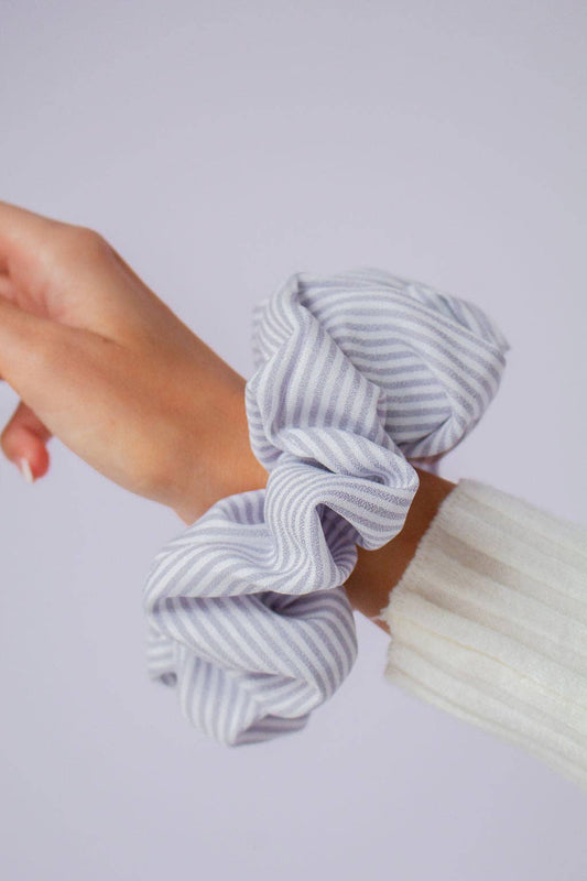 Gray Striped Jumbo Scrunchie