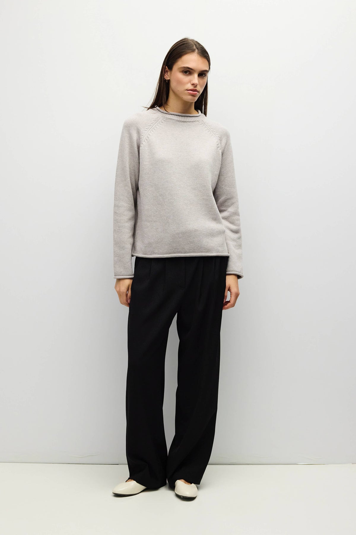 Rolled Edge Raglan Sweater | Multiple Colors
