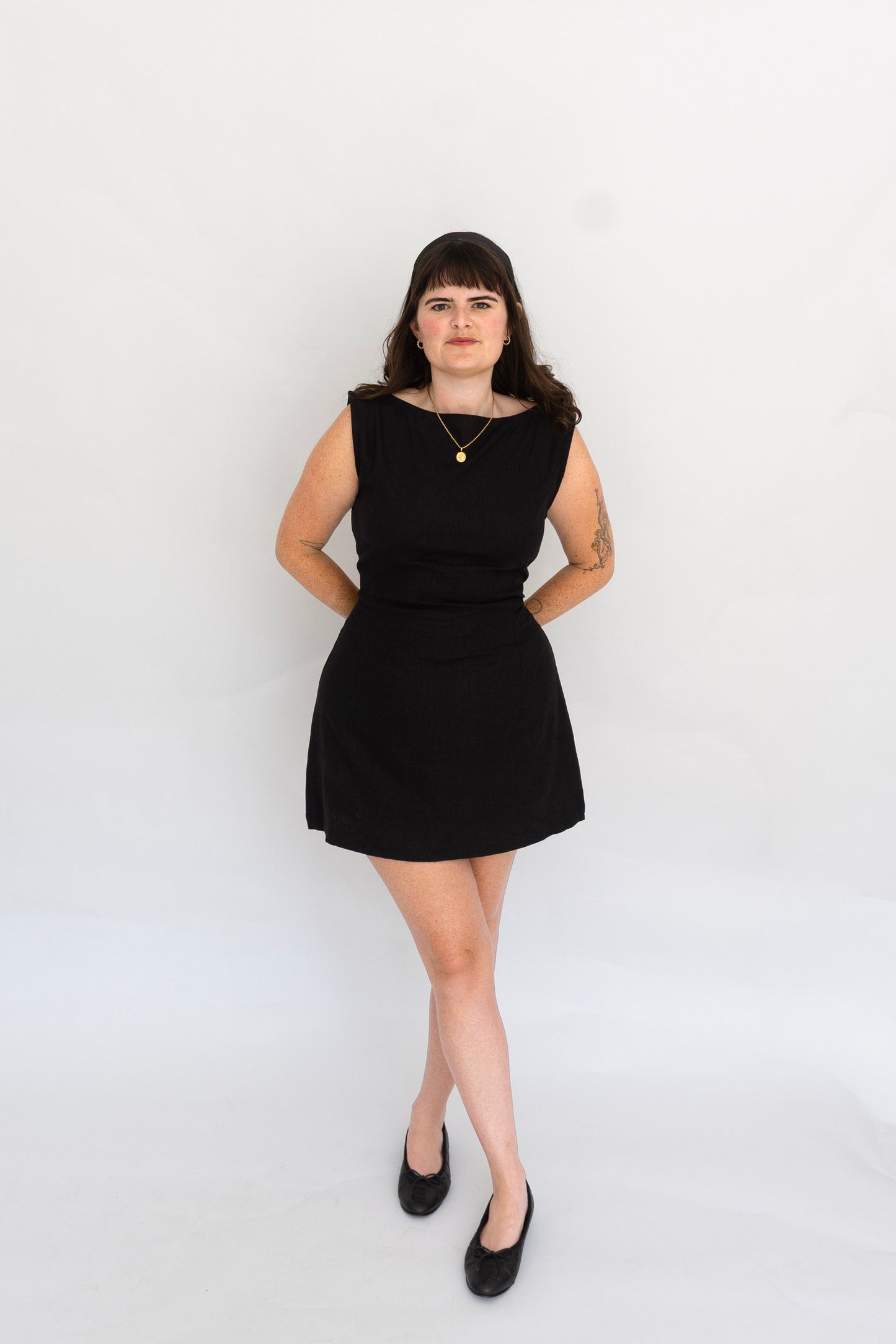 Kate Linen Mini Dress | Black
