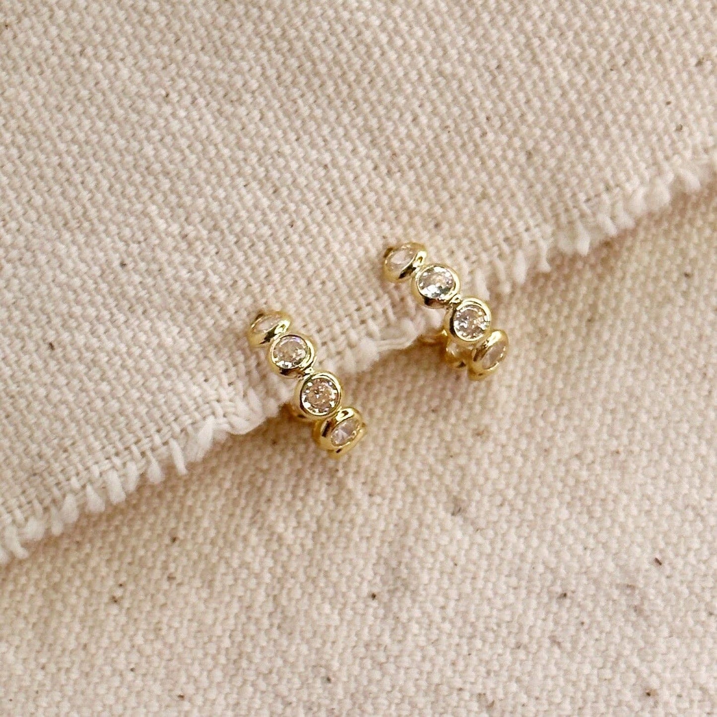 Bezel C-Hoop Earrings