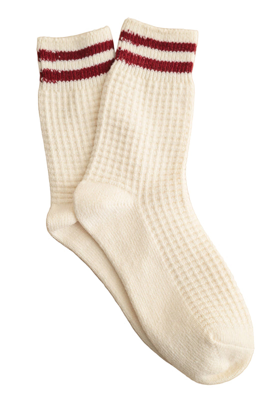 Waffle Knit Strip Socks