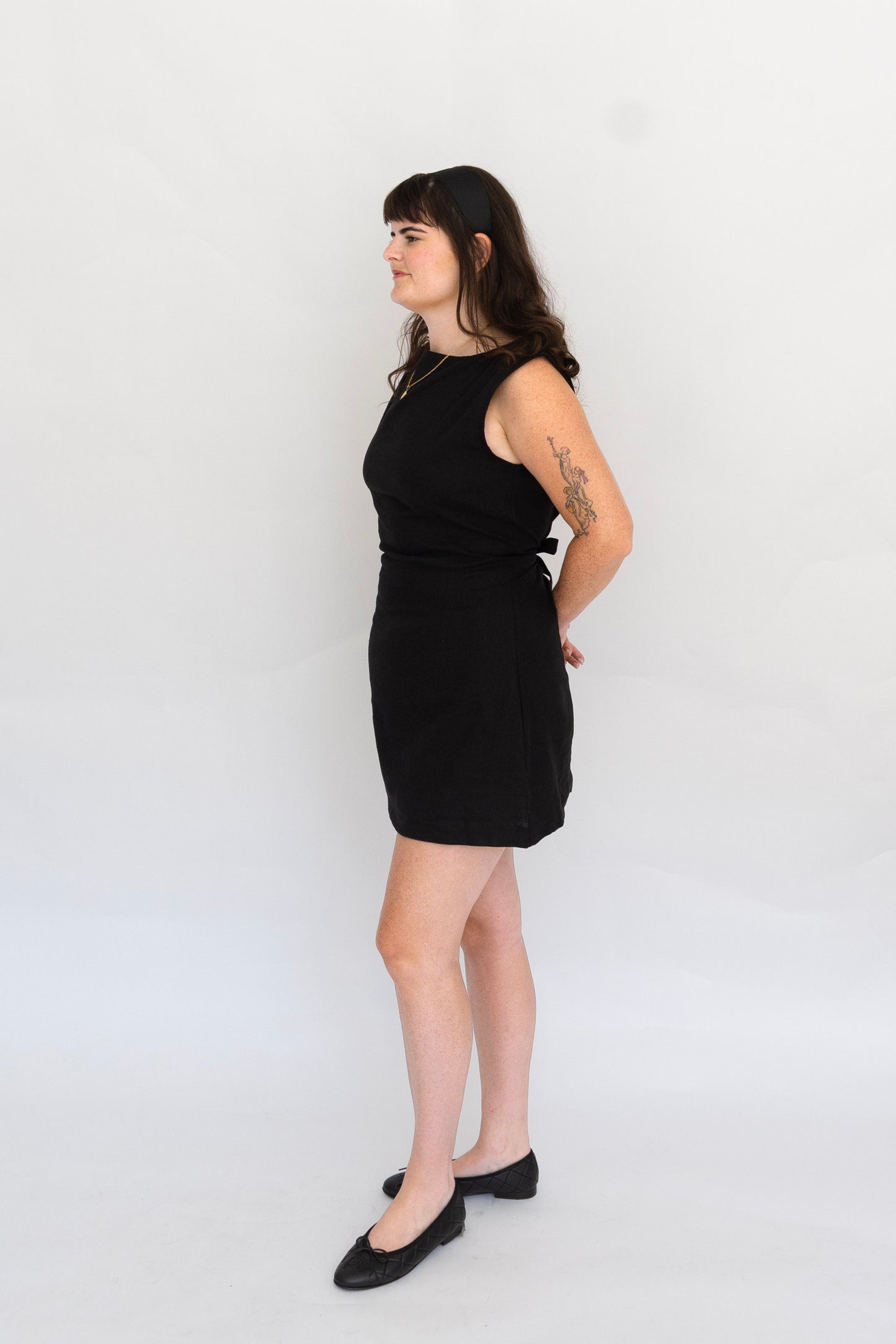 Kate Linen Mini Dress | Black