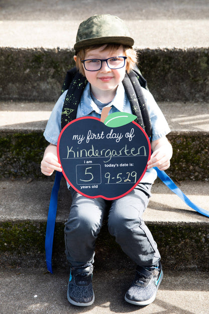 Apple Chalkboard Sign - Reversible for First & Last Day of School