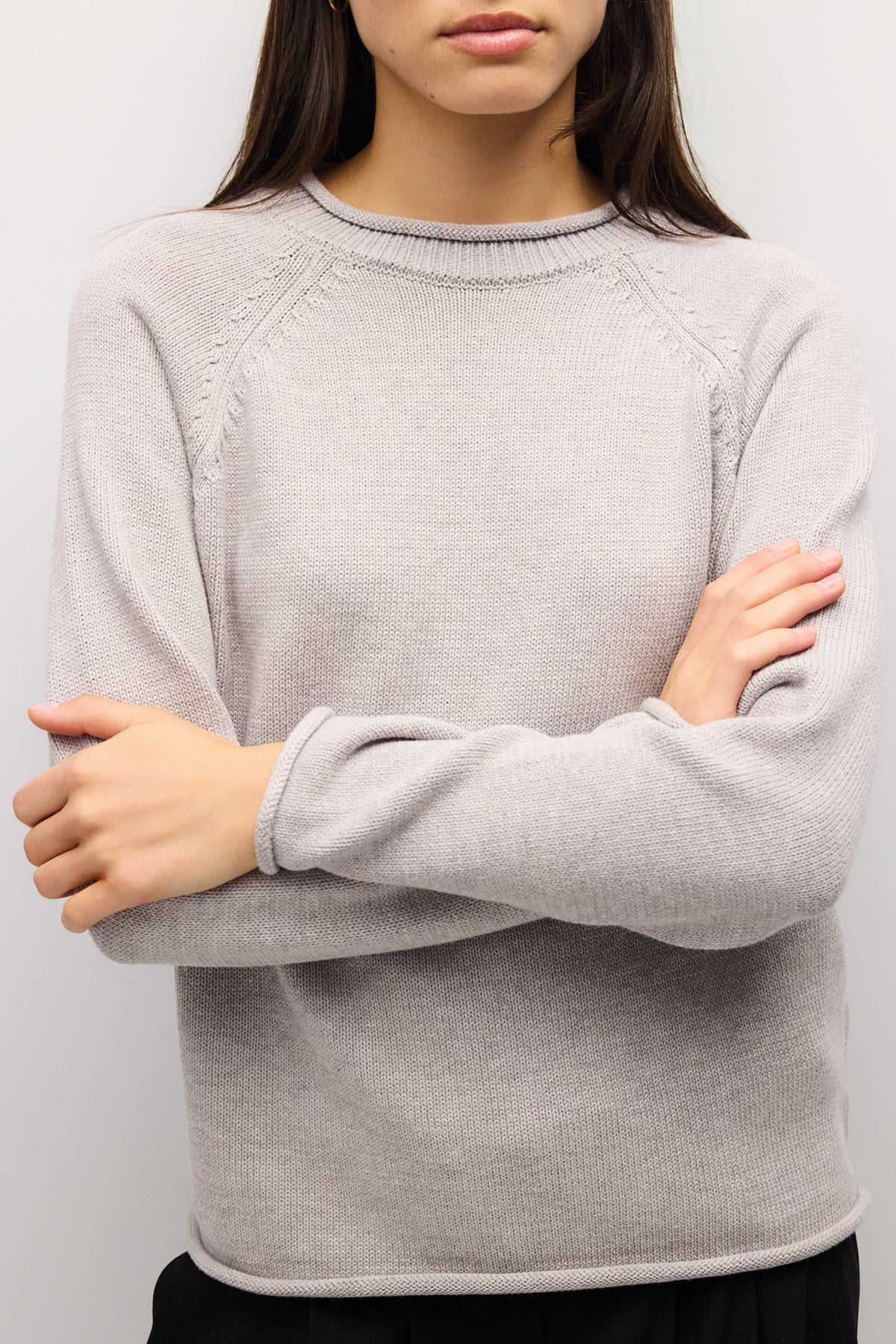Rolled Edge Raglan Sweater | Multiple Colors