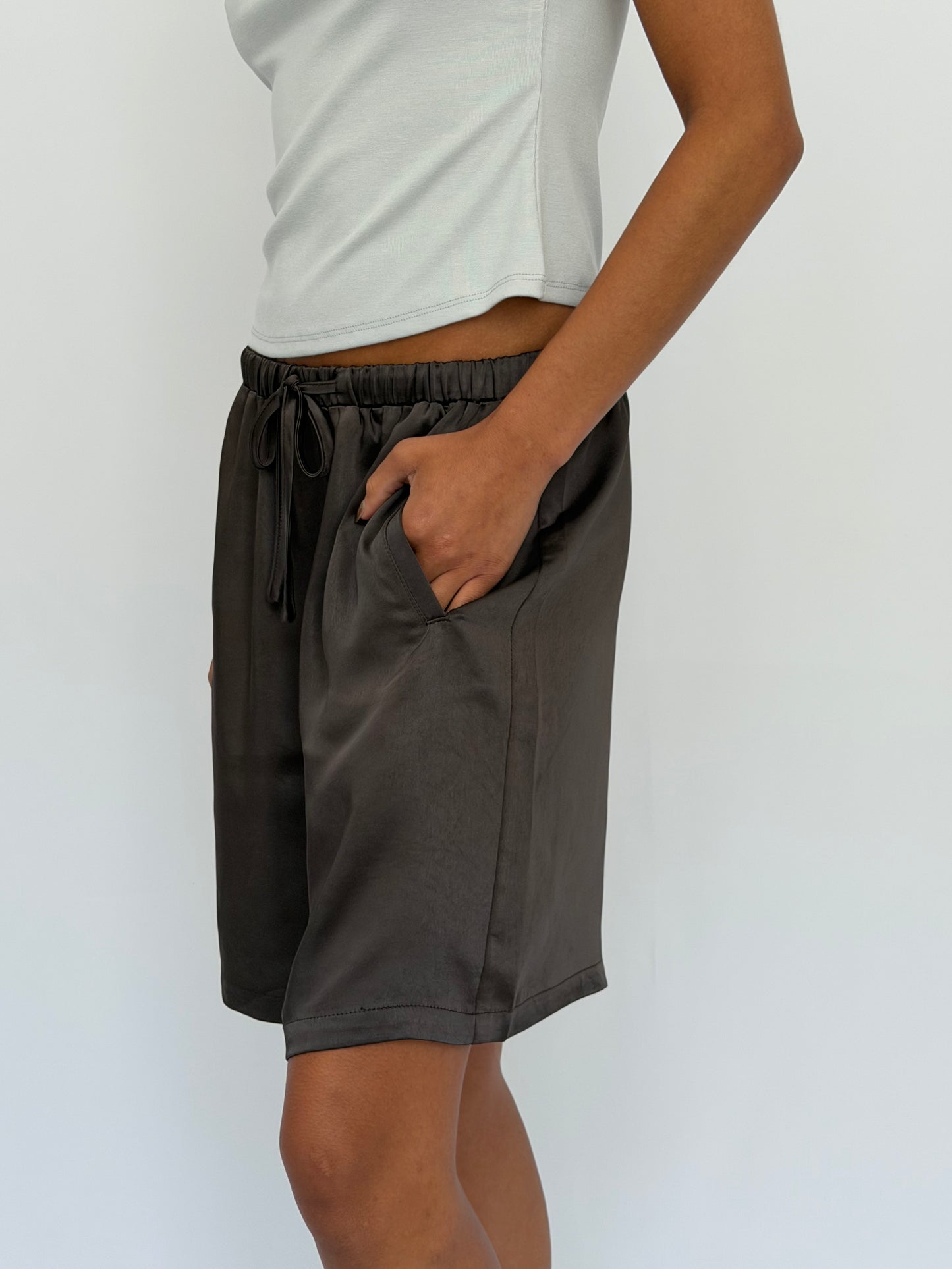 Annalise Long Satin Shorts