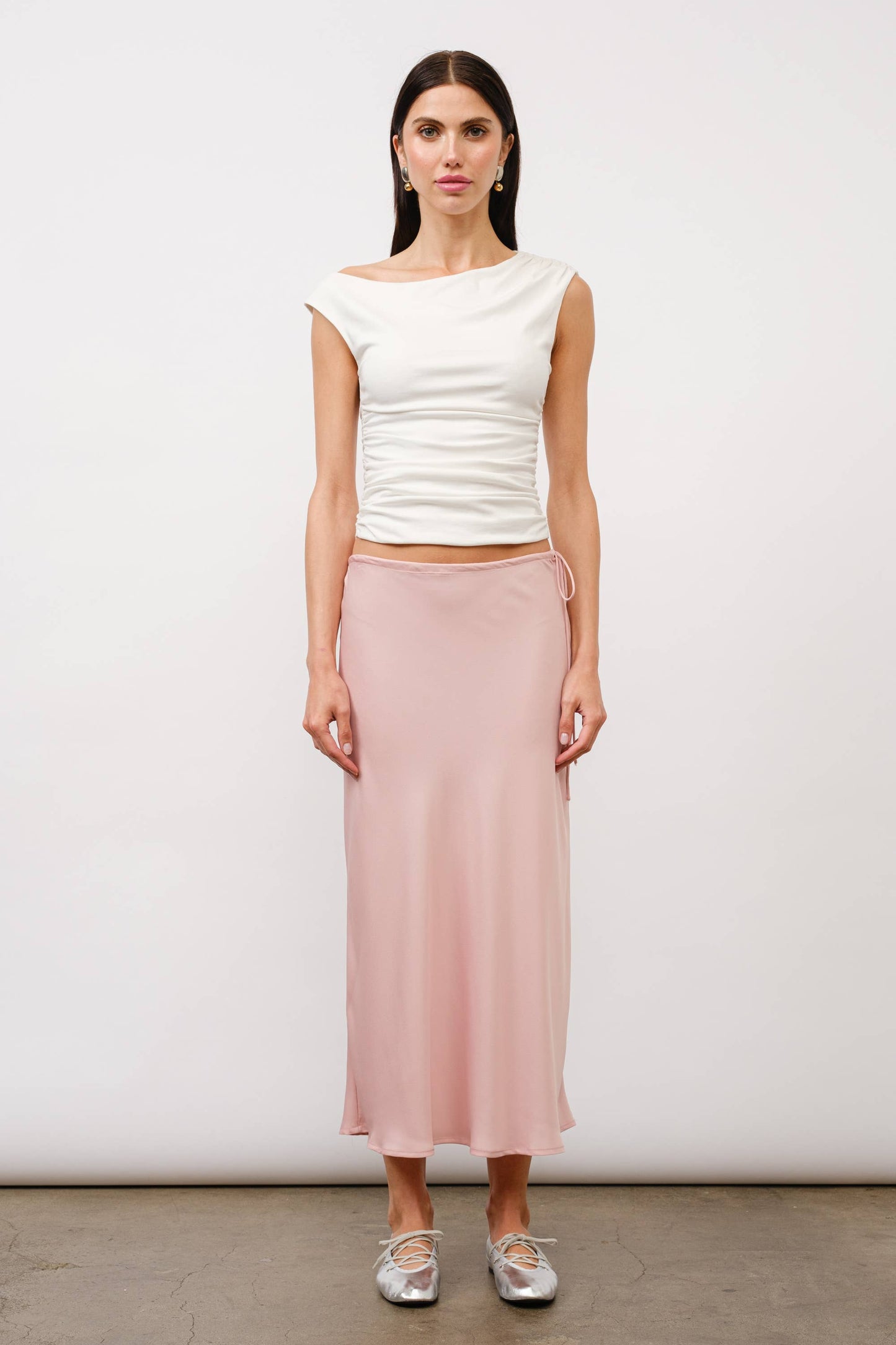 Christy Bias Midi Skirt - Pink Quartz