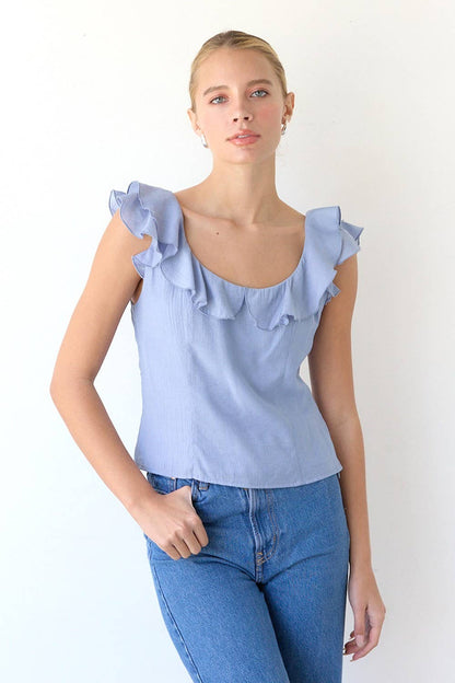 Ruffle Neckline Top