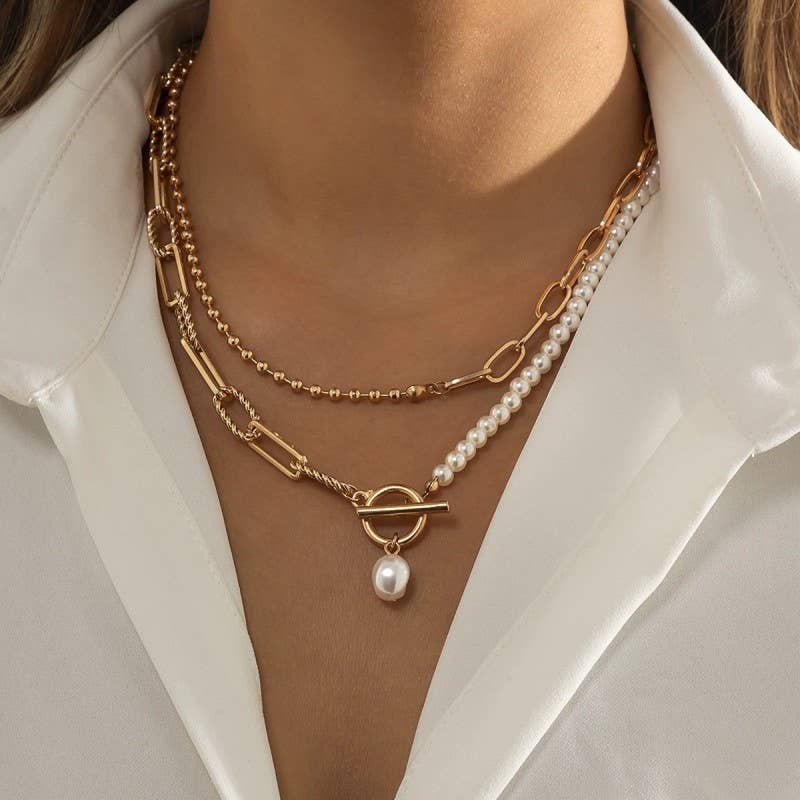 【LAZY DAWN】pearl connect chain necklace N038〜ネックレス LAZY DAWN】pearl connect chain necklace N038〜ネックレス