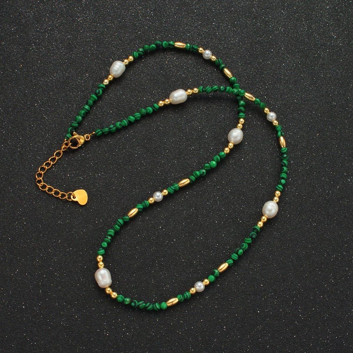 Green Malachite Beaded Necklace