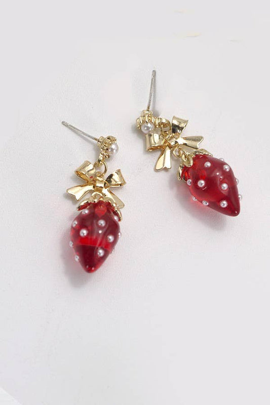 Strawberry Bow Earrings