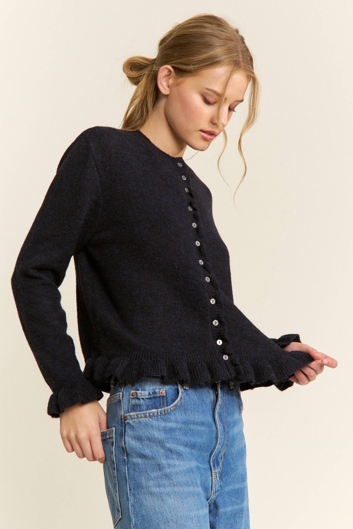 Ruffle Trim Cardigan