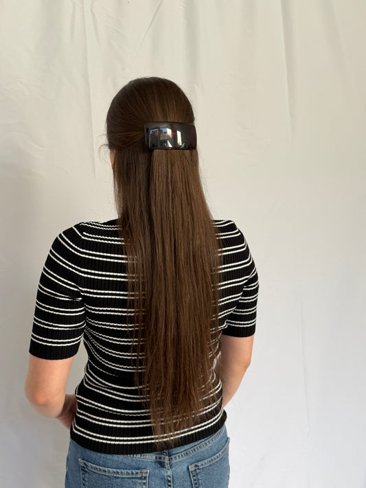 Large Rectangle Tortoise Shell Hair Barrette