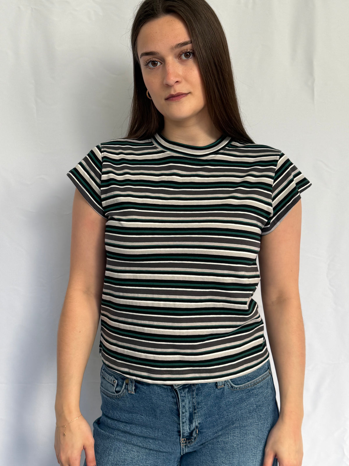Lizz Stripe Mock Neck Tee