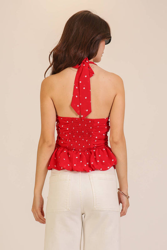 Sweetheart Polka Dot Halter Top