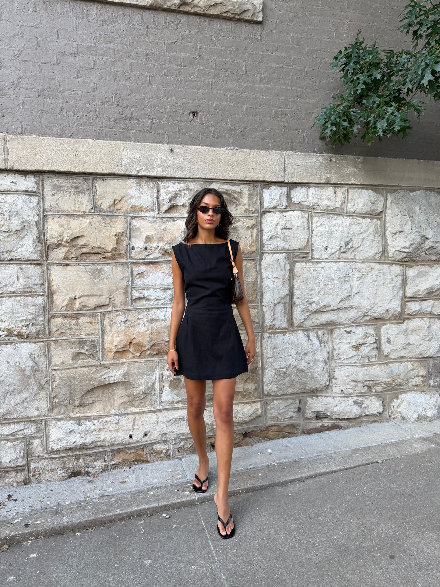 Kate Linen Mini Dress | Black