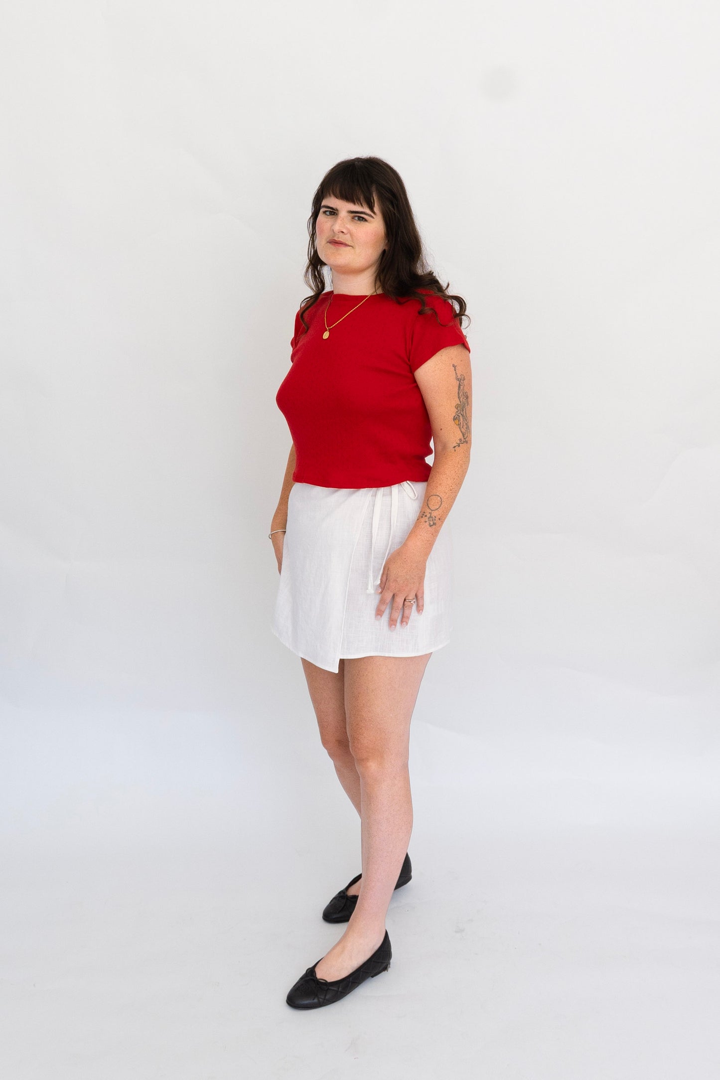 Madeline Baby Tee | Red Pointelle